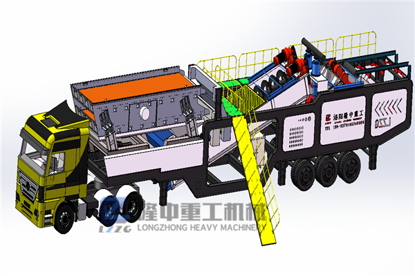 可移動的洗沙生產(chǎn)線：附帶壓濾機方便快捷